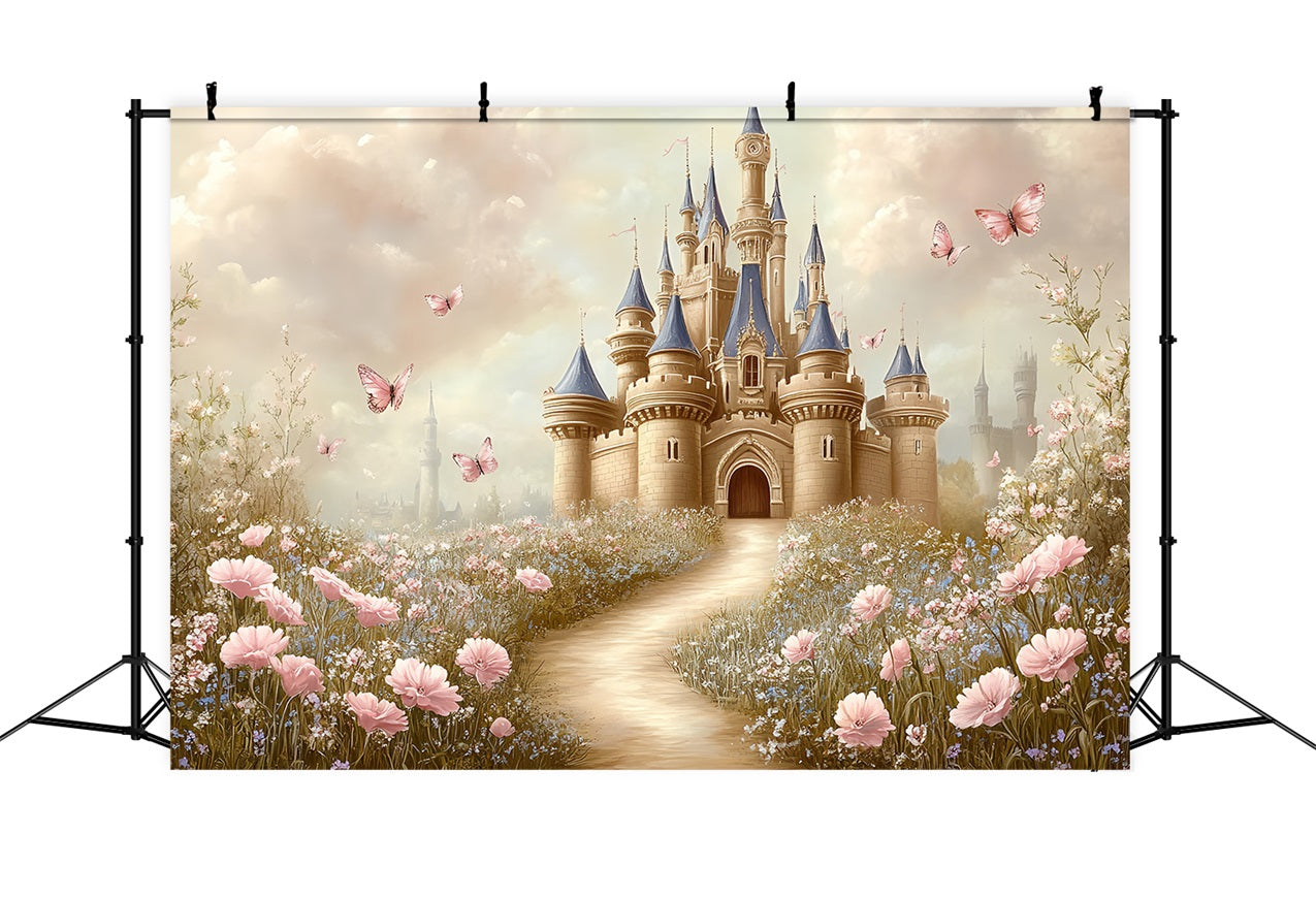Castle Photo Backdrop Butterfly Fields Fairytale Backdrop CSH4-329