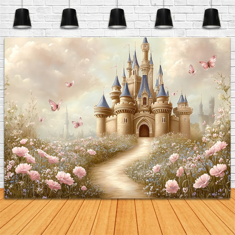 Castle Photo Backdrop Butterfly Fields Fairytale Backdrop CSH4-329