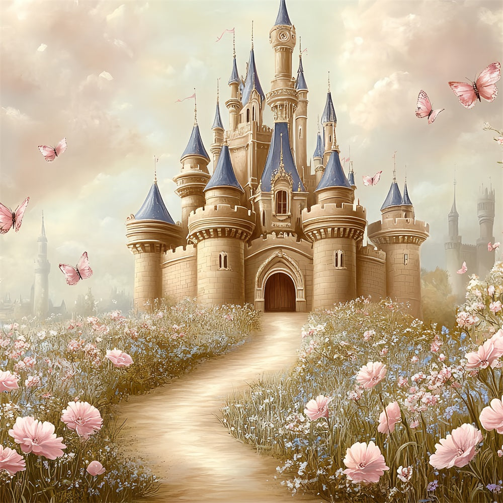 Castle Photo Backdrop Butterfly Fields Fairytale Backdrop CSH4-329