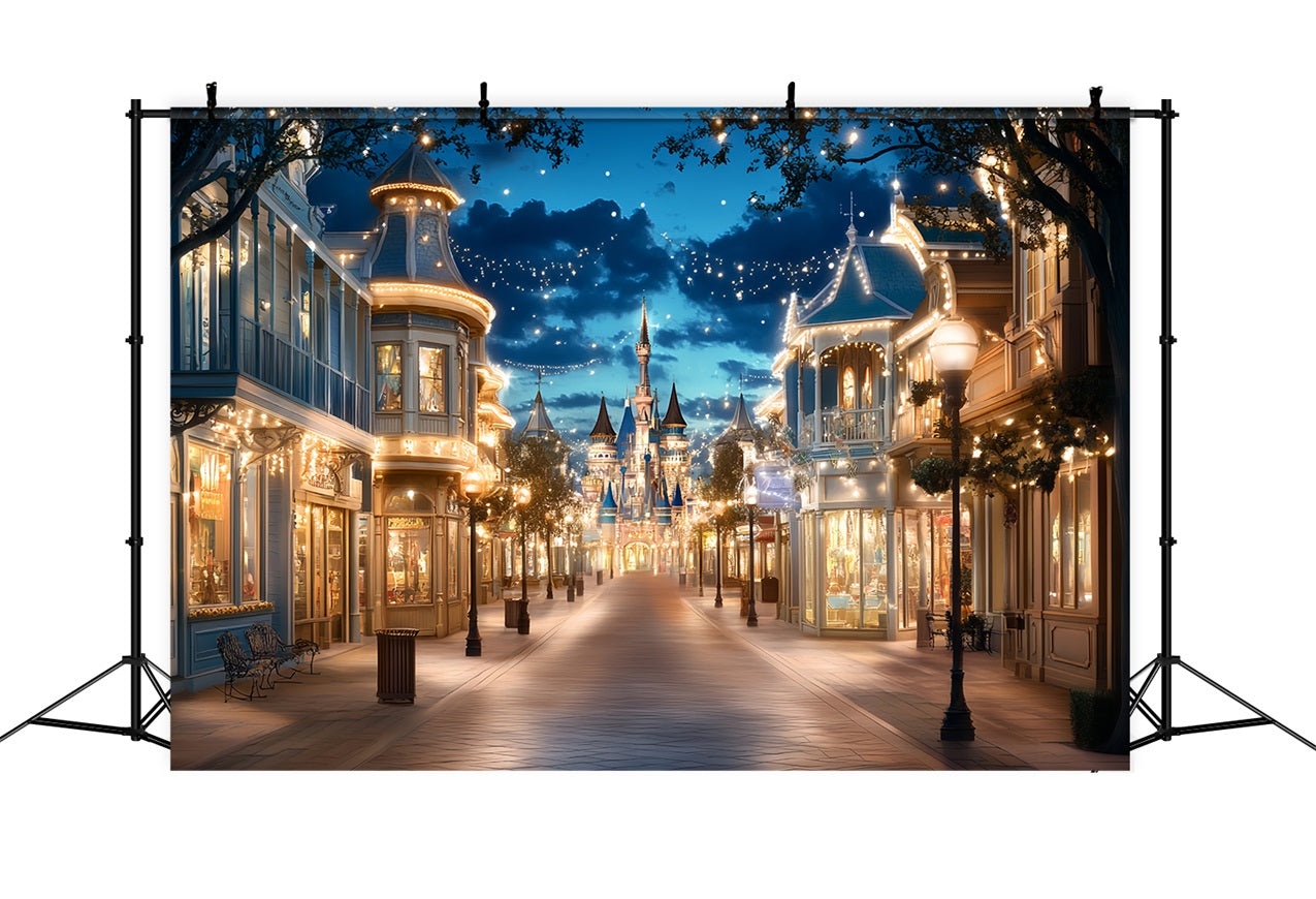Castle Backdrops Fairytale Town Lights Backdrop CSH4-330