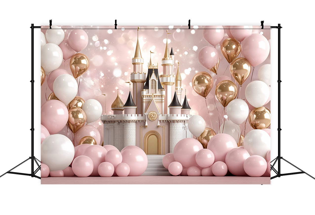Princess Castle Backdrop Blush Balloons Backdrop CSH4-331