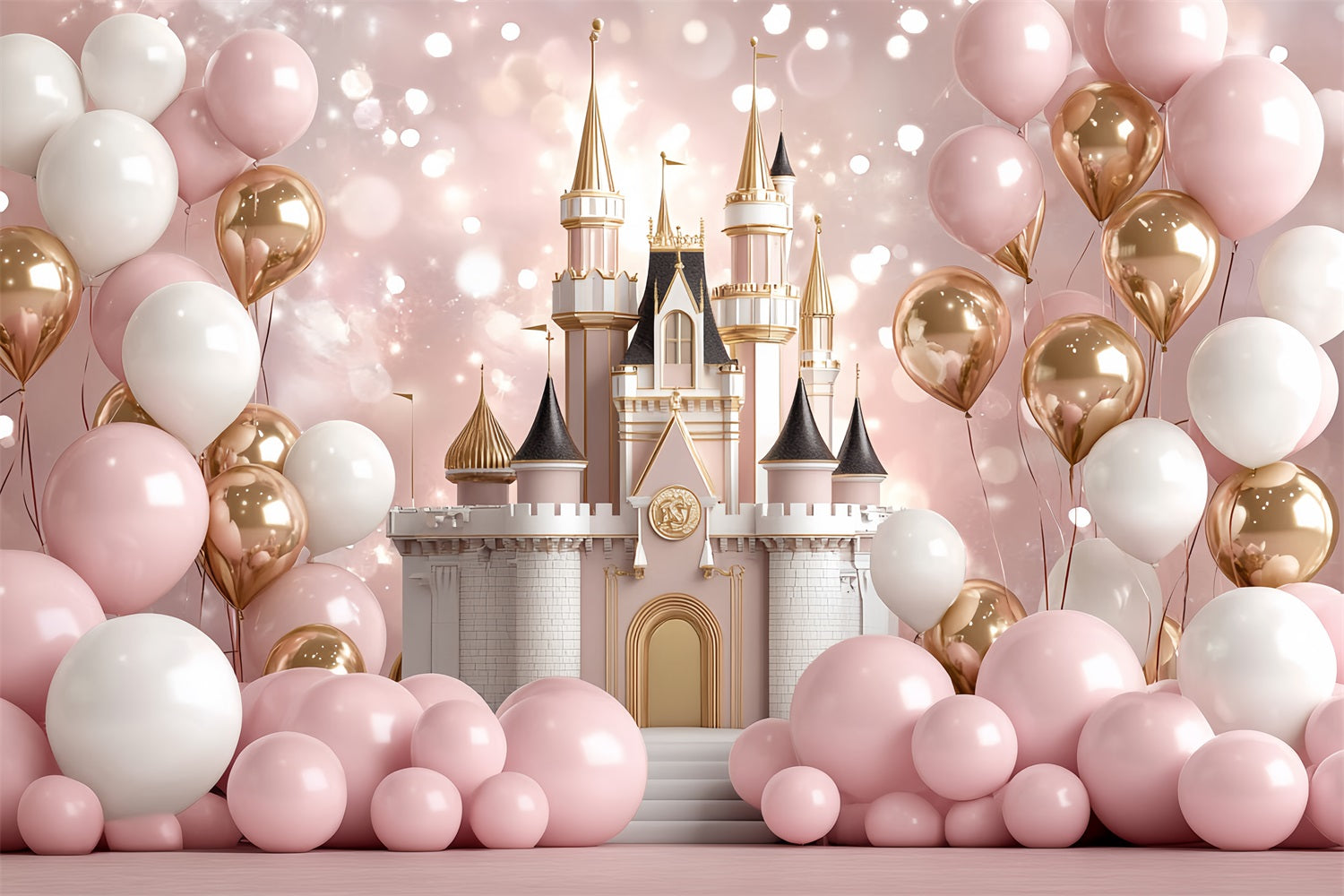 Princess Castle Backdrop Blush Balloons Backdrop CSH4-331