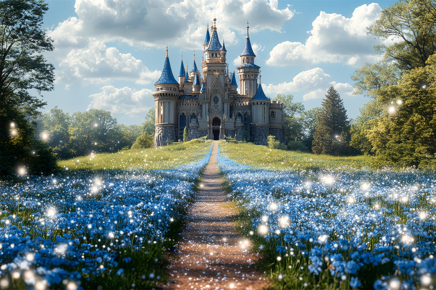 Castle Photography Backdrop Flower Path Backdrop CSH4-333