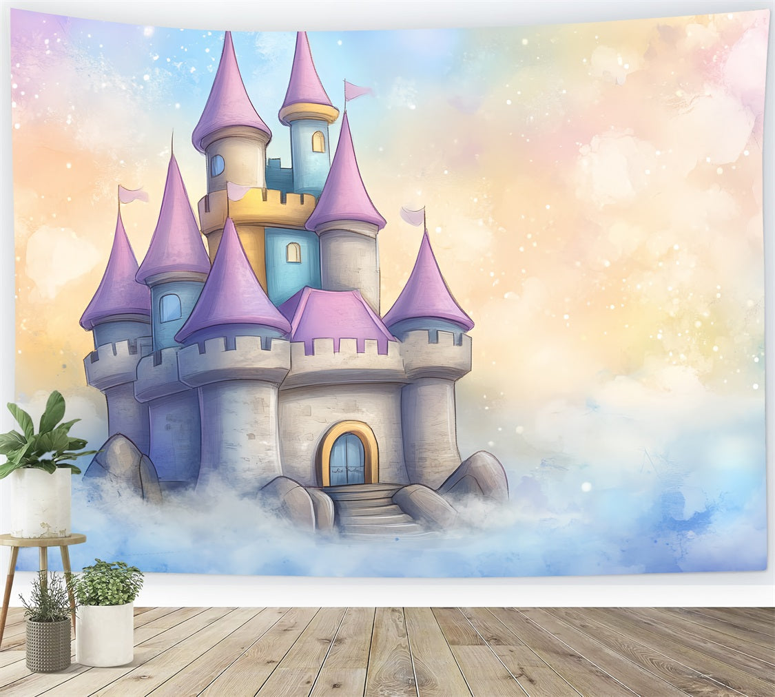 Backdrop Castle Dreamy Cartoon Clouds Backdrop CSH4-334