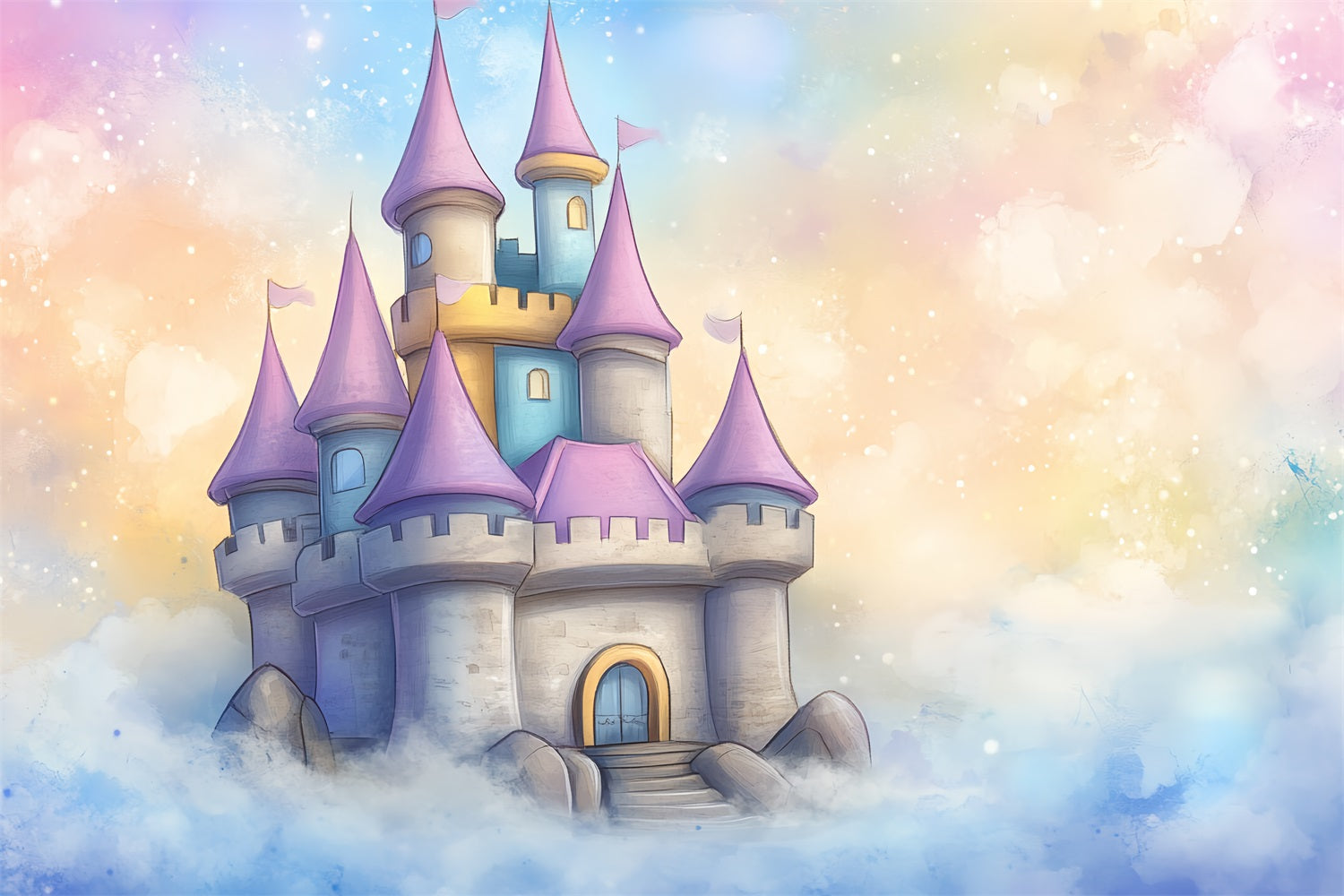 Backdrop Castle Dreamy Cartoon Clouds Backdrop CSH4-334
