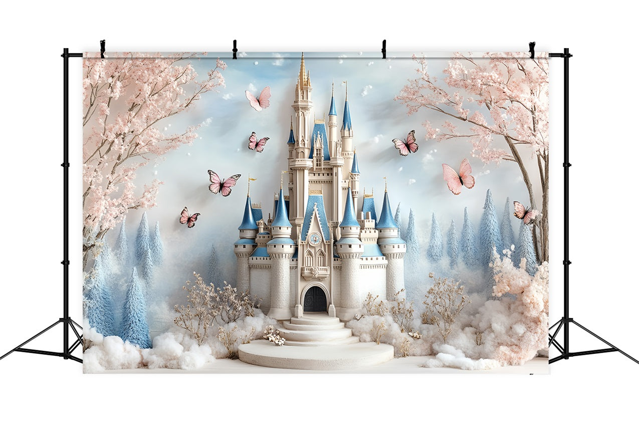 Castle Photo Backdrop Garden Floral Clouds Backdrop CSH4-337