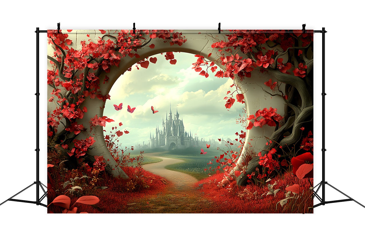 Castle Photography Backdrop Secret Red Path Backdrop CSH4-338