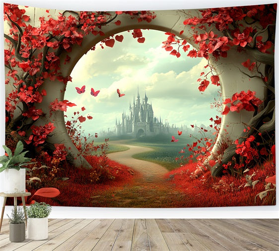 Castle Photography Backdrop Secret Red Path Backdrop CSH4-338