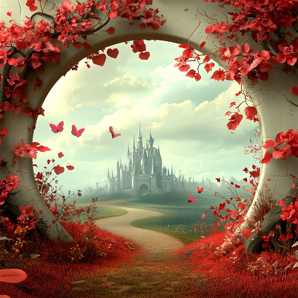 Castle Photography Backdrop Secret Red Path Backdrop CSH4-338