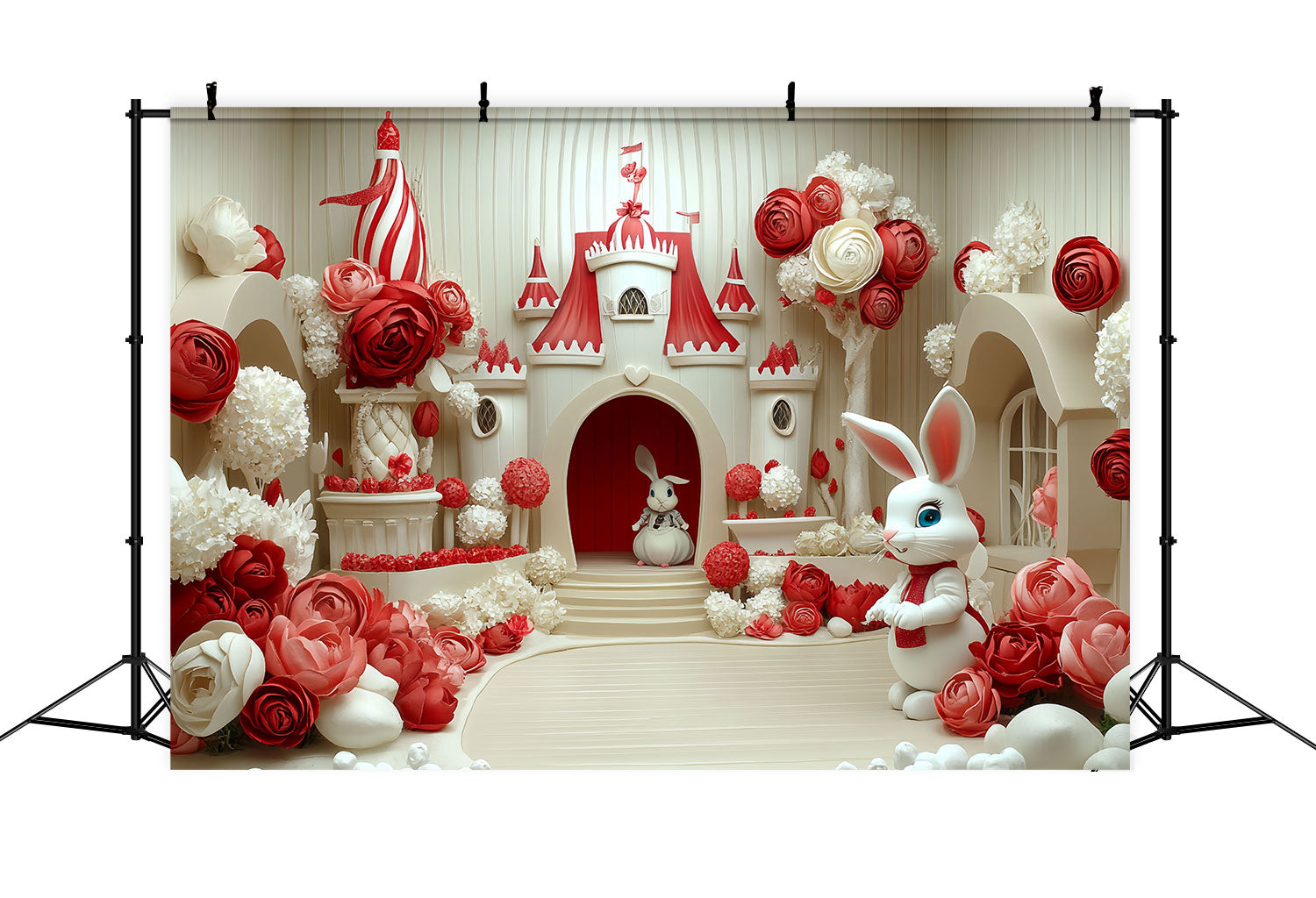 Castle Interior Backdrop Floral Bunny Paradise Backdrop CSH4-339