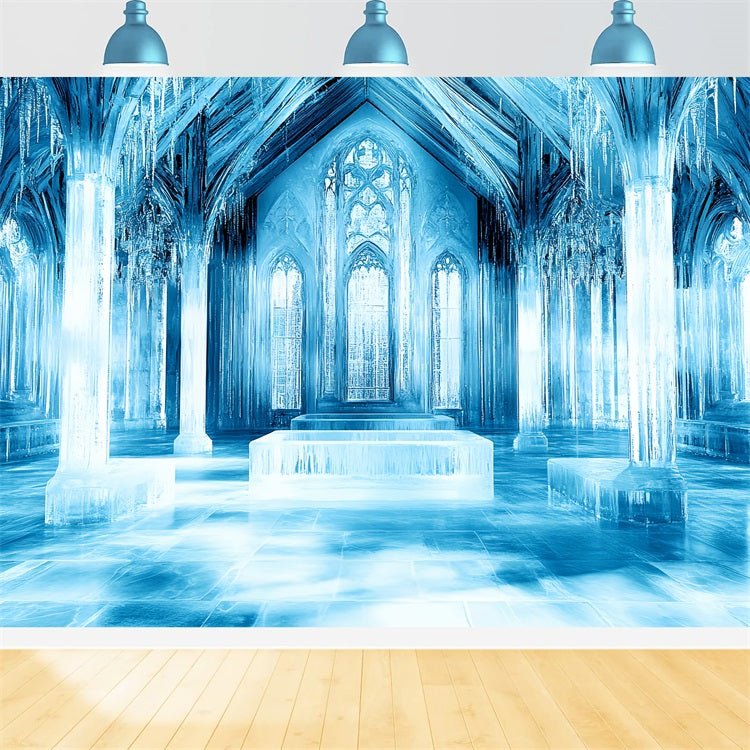 Ice Castle Backdrop Frozen Palace Crystal Columns Backdrop CSH4-345