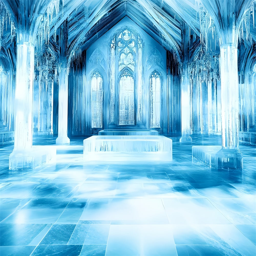 Ice Castle Backdrop Frozen Palace Crystal Columns Backdrop CSH4-345