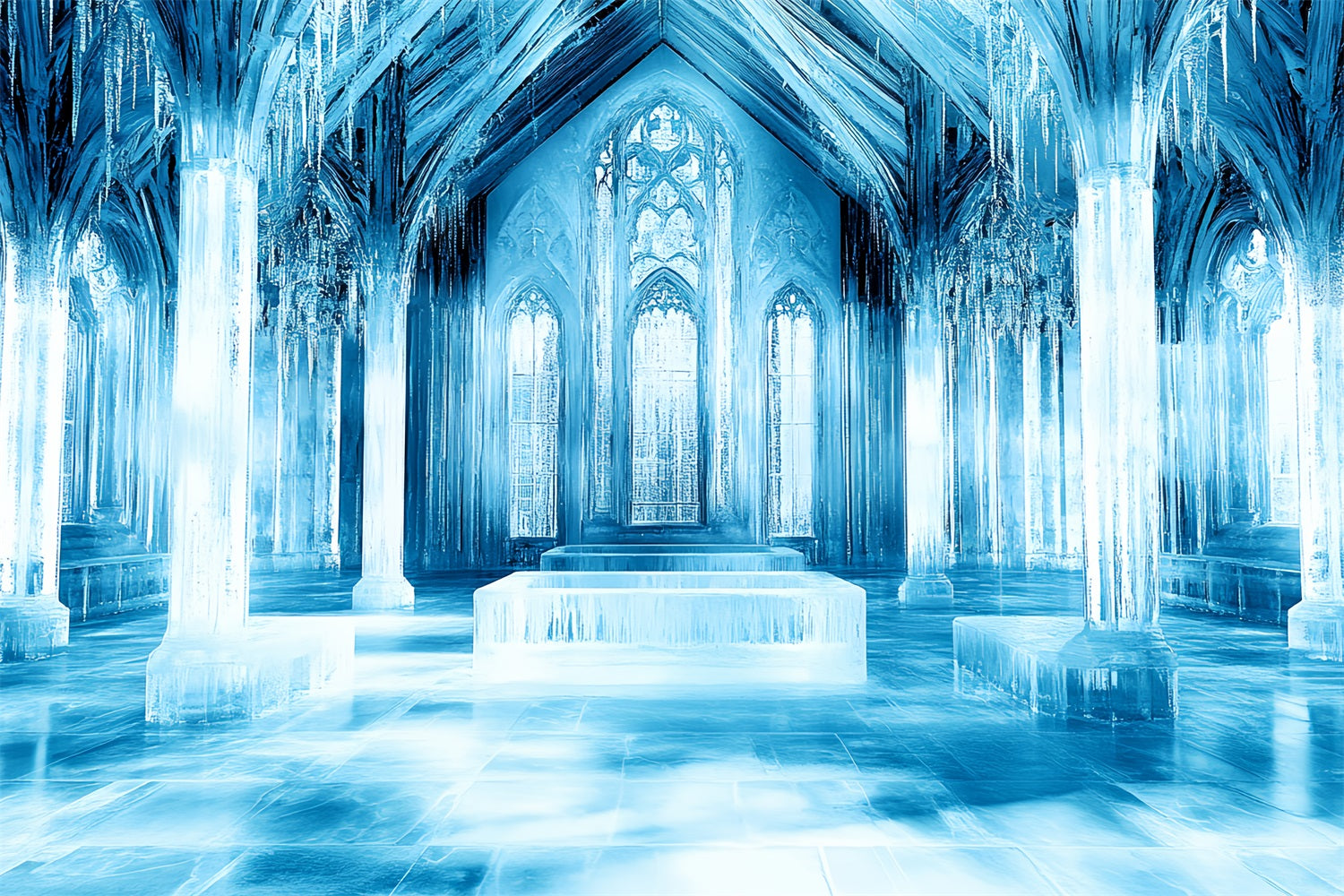 Ice Castle Backdrop Frozen Palace Crystal Columns Backdrop CSH4-345