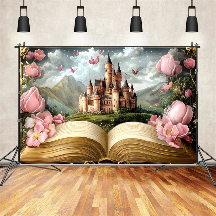 Princess Castle Backdrop Floral Story Scene Backdrop CSH4-348