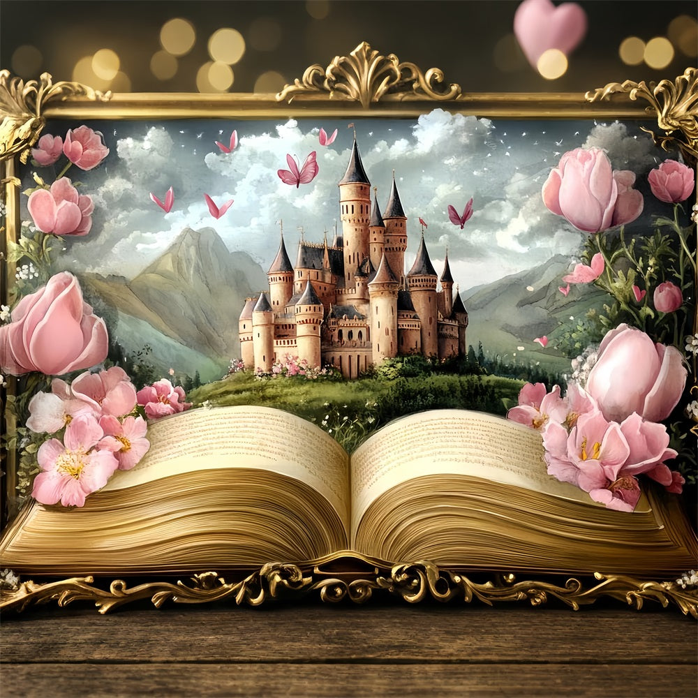 Princess Castle Backdrop Floral Story Scene Backdrop CSH4-348
