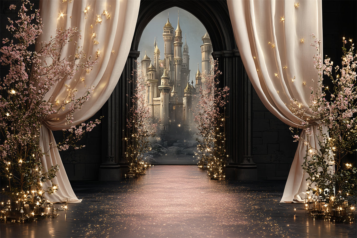 Castle Backdrops Curtain Reveal Enchanted Bloom Backdrop CSH4-350