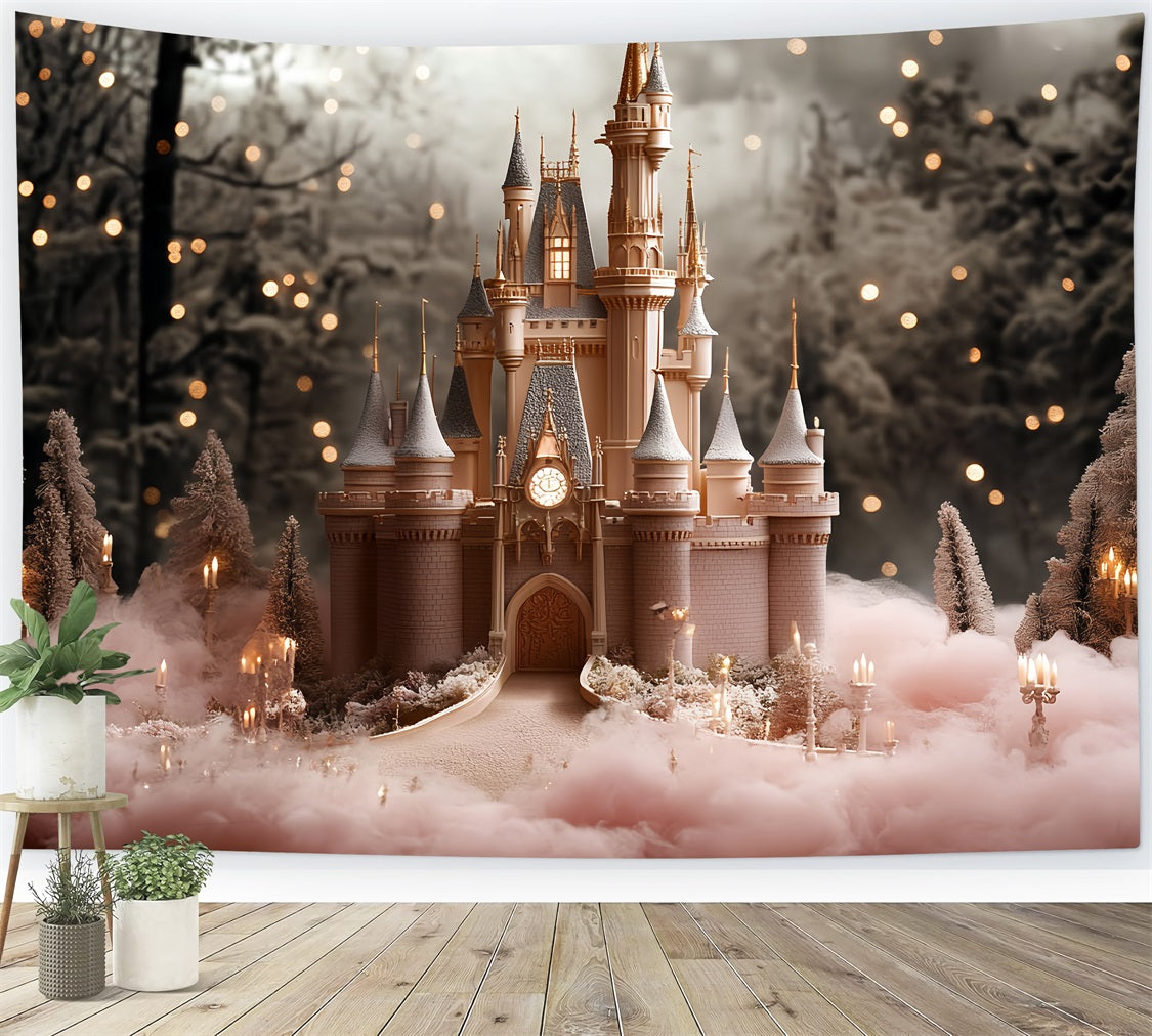 Winter Castle Backdrop Dreamland Forest Illumination Backdrop CSH4-351