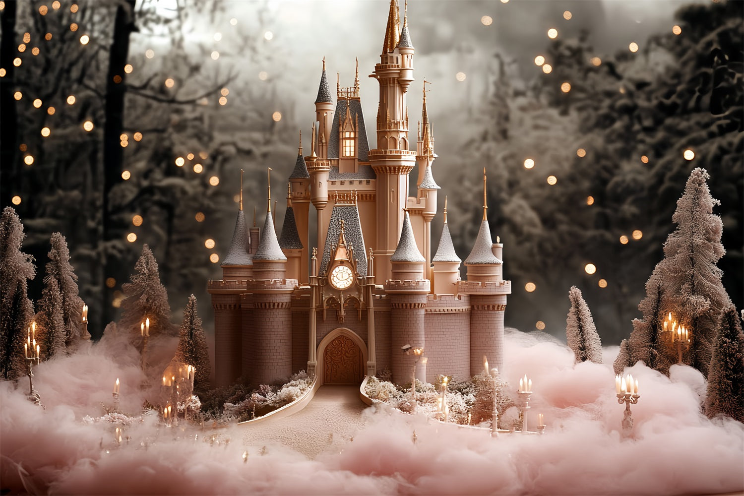 Winter Castle Backdrop Dreamland Forest Illumination Backdrop CSH4-351