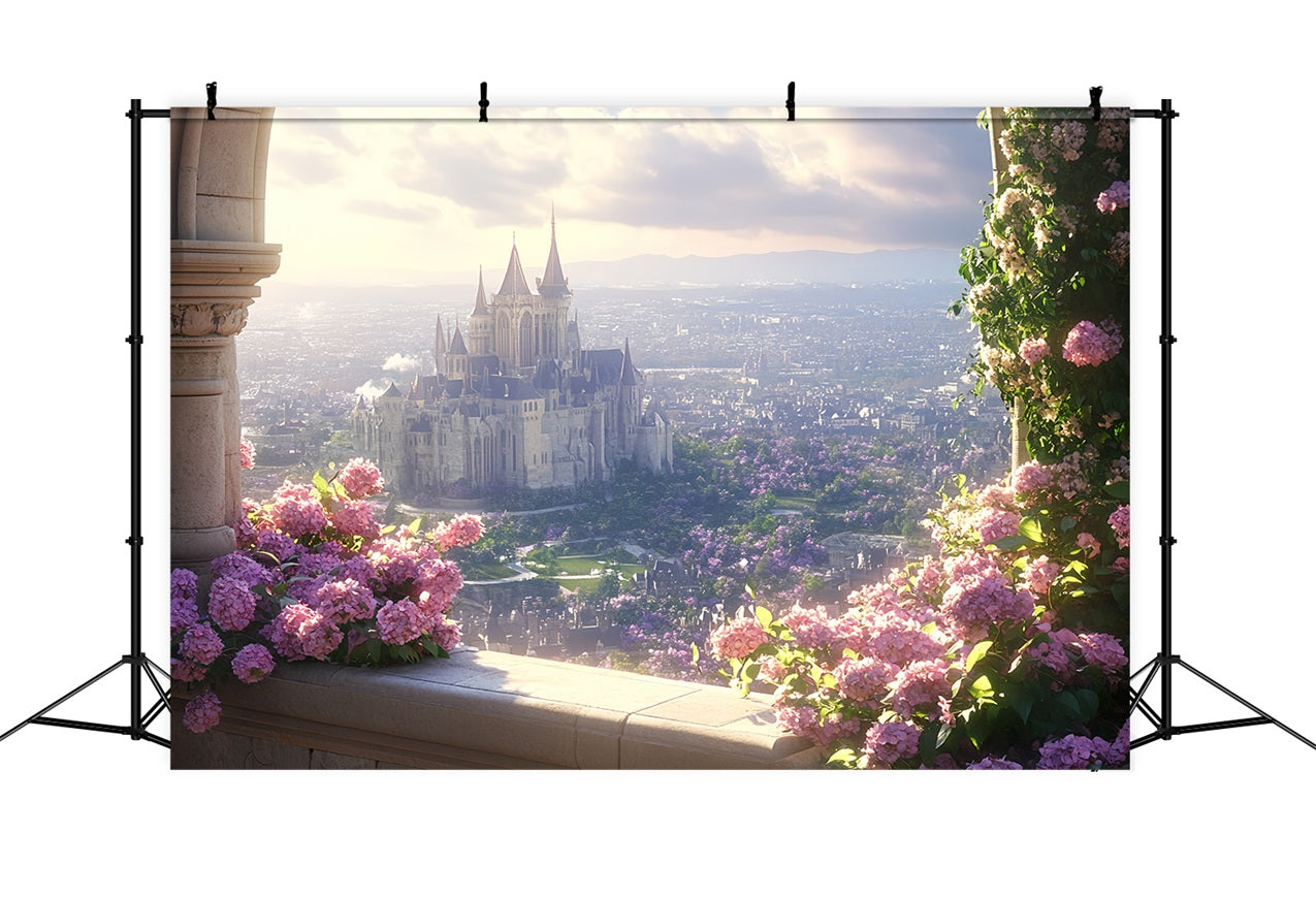 Castle Backdrops Romantic Pink Flowers Backdrop CSH4-354