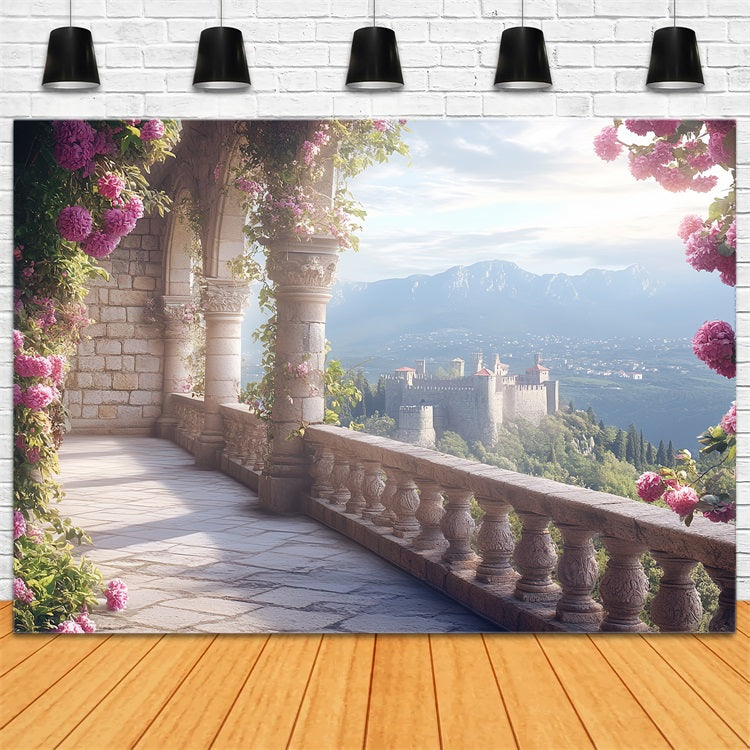 Castle Photography Backdrop Balcony Overlook Backdrop CSH4-355