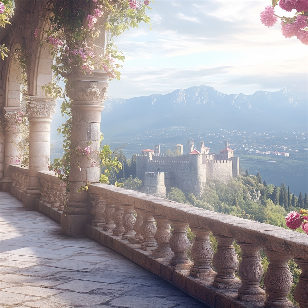 Castle Photography Backdrop Balcony Overlook Backdrop CSH4-355