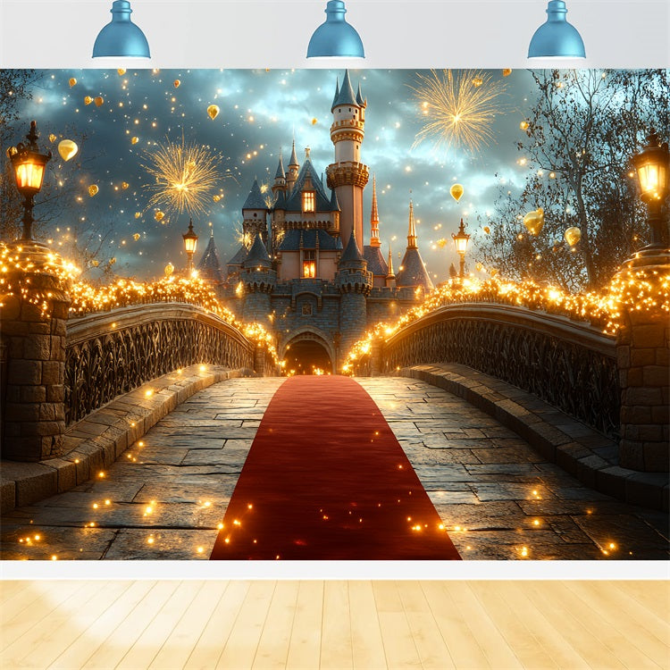 Castle Backdrops Fireworks Celebration Bridge Backdrop CSH4-359
