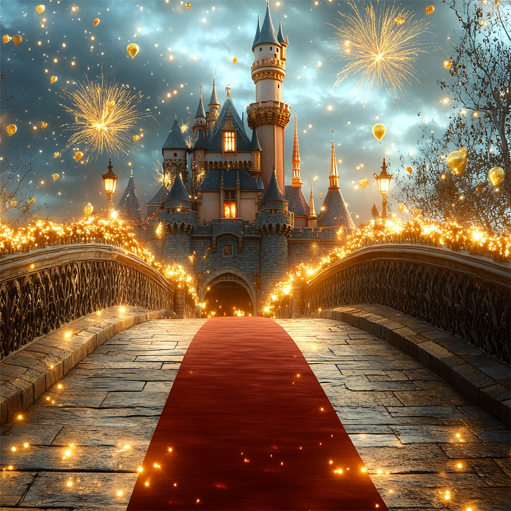 Castle Backdrops Fireworks Celebration Bridge Backdrop CSH4-359