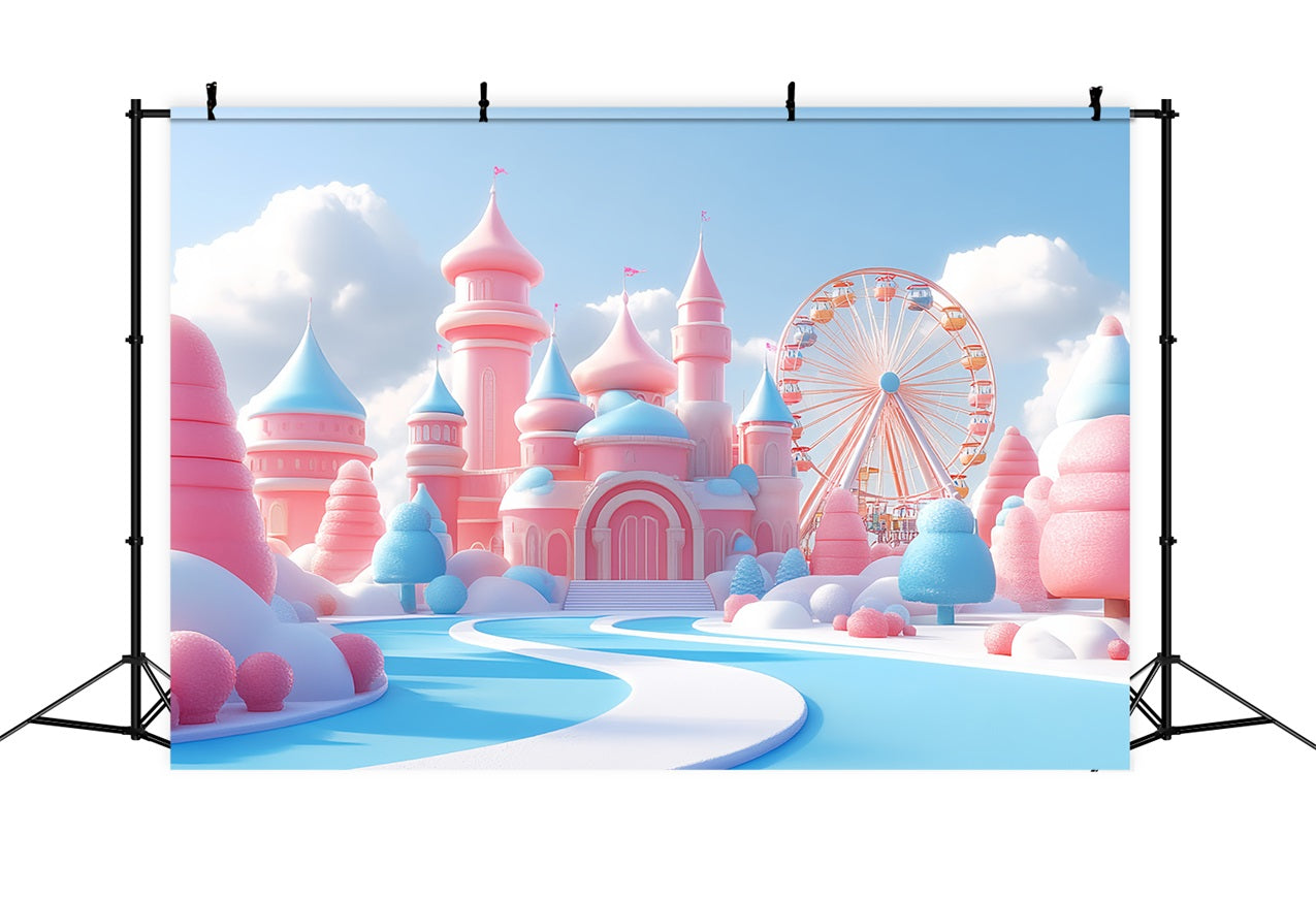 Princess Castle Backdrop Sugar Fantasy Ferris Wheel Backdrop CSH4-360