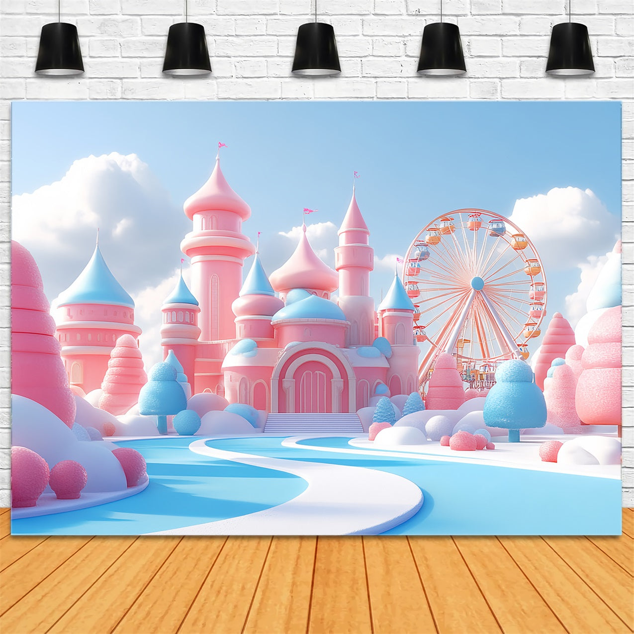 Princess Castle Backdrop Sugar Fantasy Ferris Wheel Backdrop CSH4-360