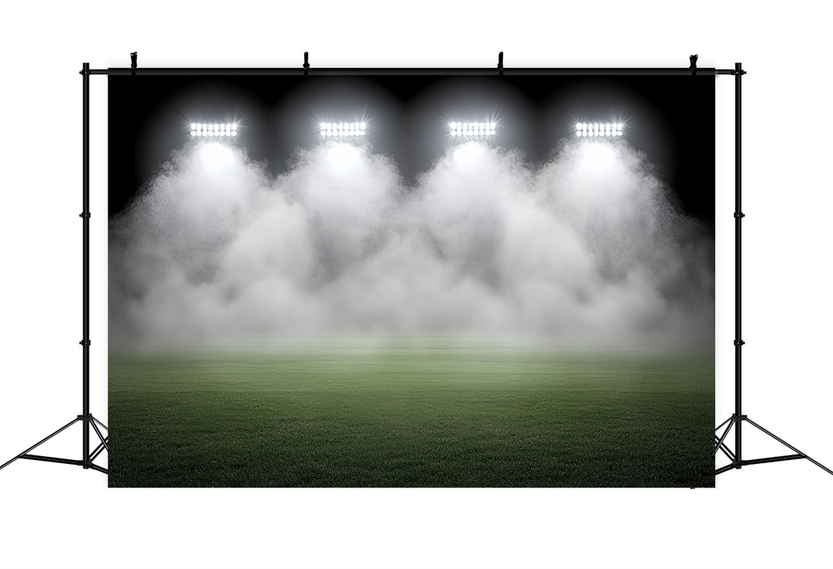 Football Field Backdrop Foggy Stadium Green Field Backdrop CSH4-363