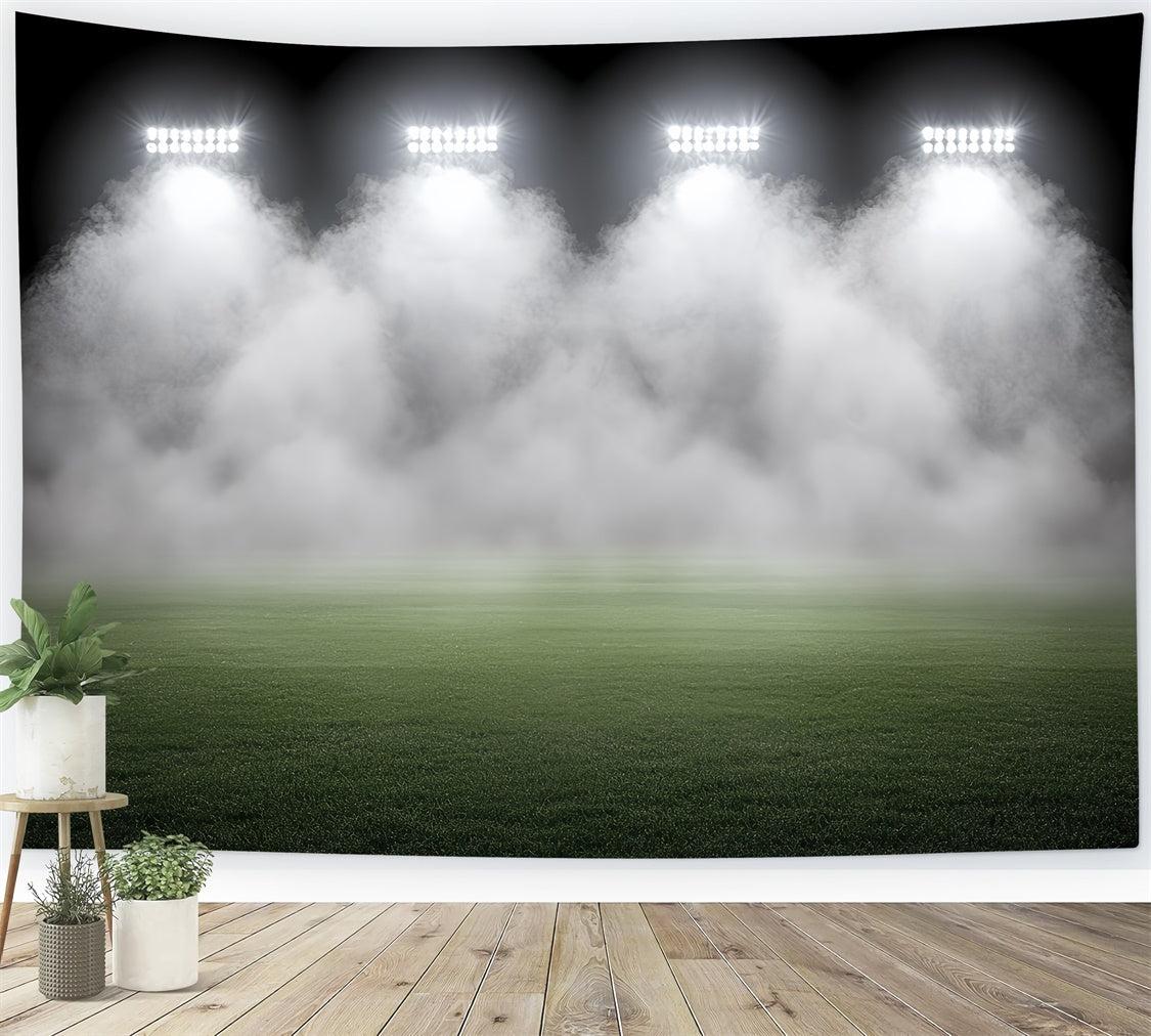 Football Field Backdrop Foggy Stadium Green Field Backdrop CSH4-363