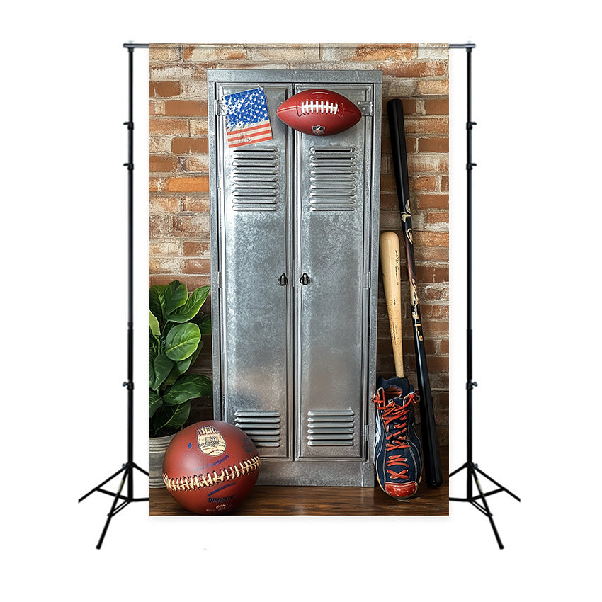 Sports Backdrops Rustic Brick Sports Locker Backdrop CSH4-366