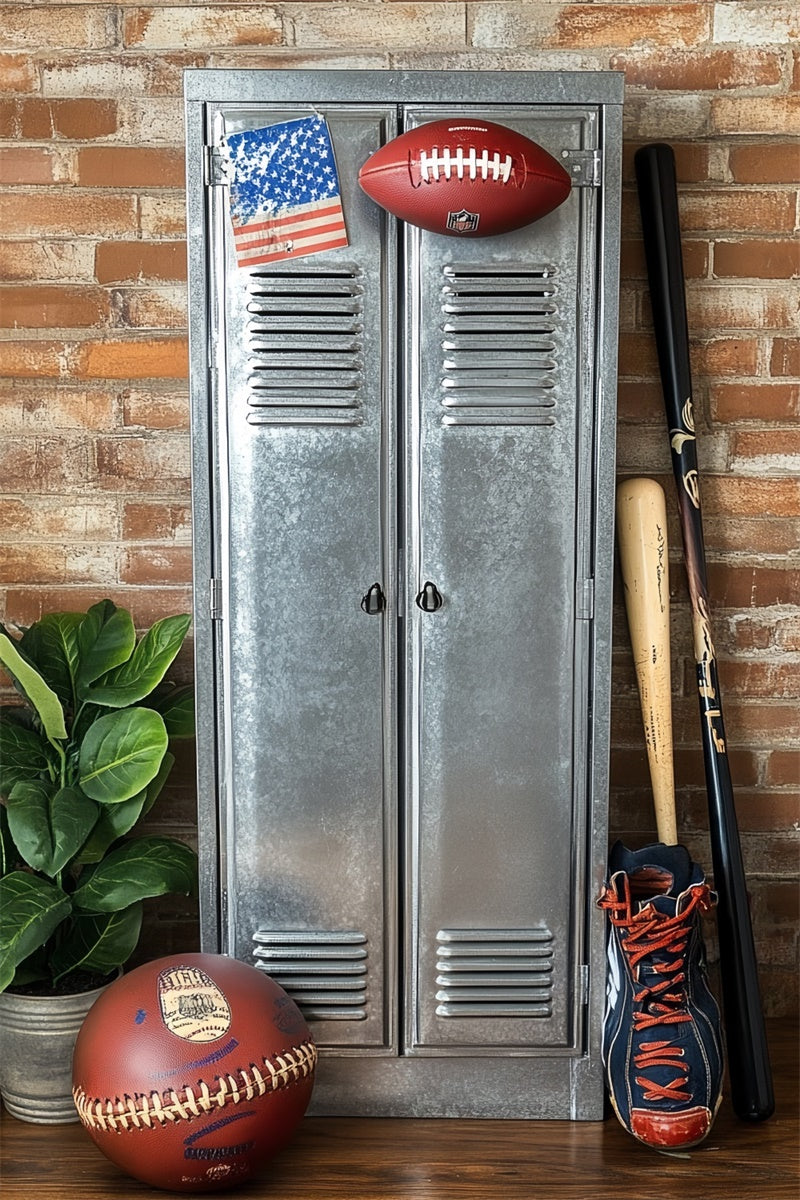 Sports Backdrops Rustic Brick Sports Locker Backdrop CSH4-366