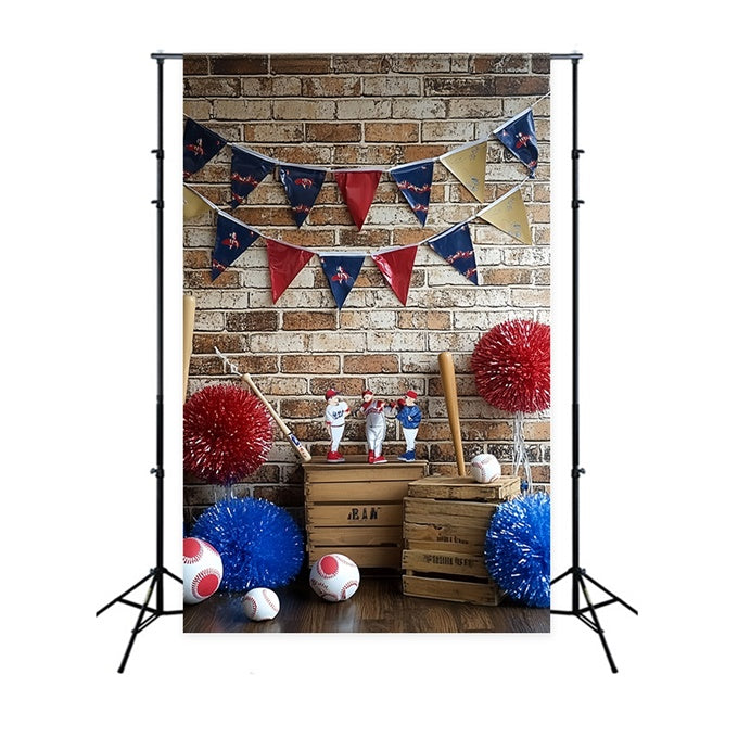 Baseball Backdrop Brick Wall Baseball Decor Backdrop CSH4-368
