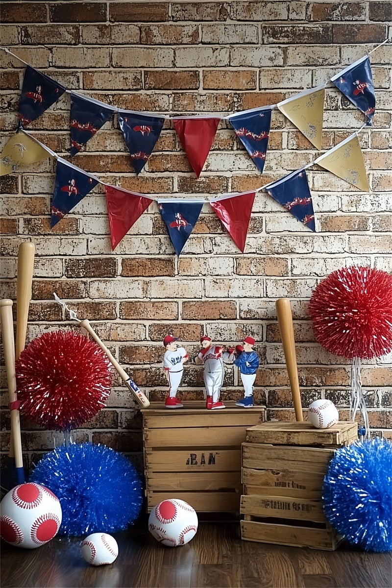 Baseball Backdrop Brick Wall Baseball Decor Backdrop CSH4-368