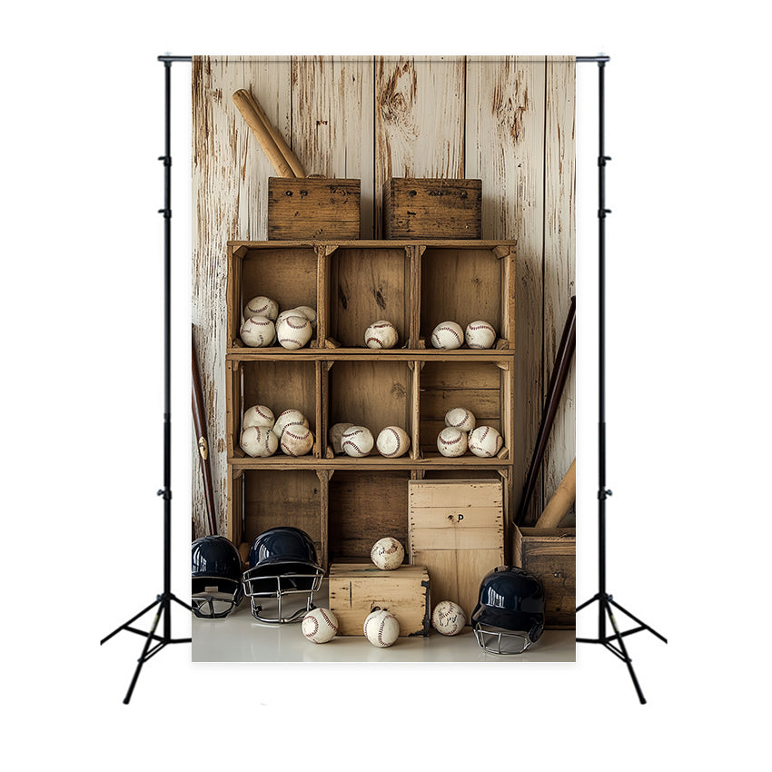 Baseball Backdrop Baseball Wooden Storage Backdrop CSH4-369