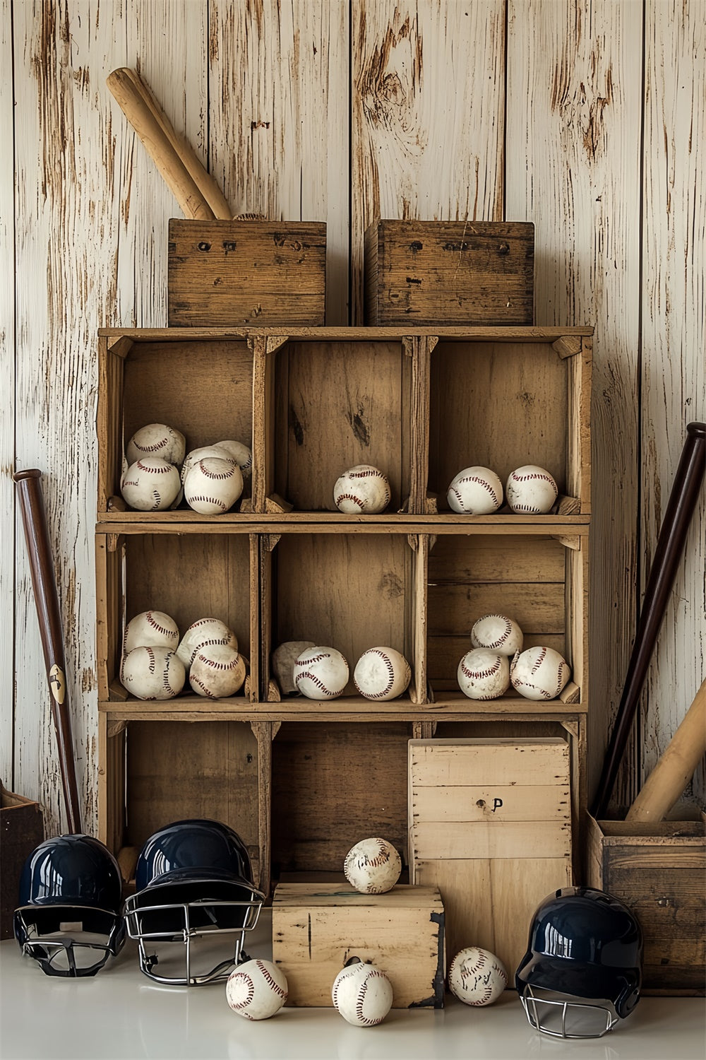 Baseball Backdrop Baseball Wooden Storage Backdrop CSH4-369