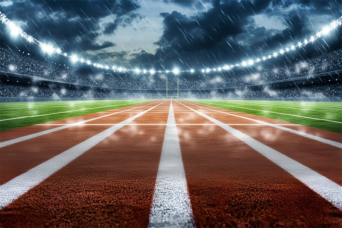 Football Stadium Backdrop Rainy Stadium Track Field Backdrop CSH4-372