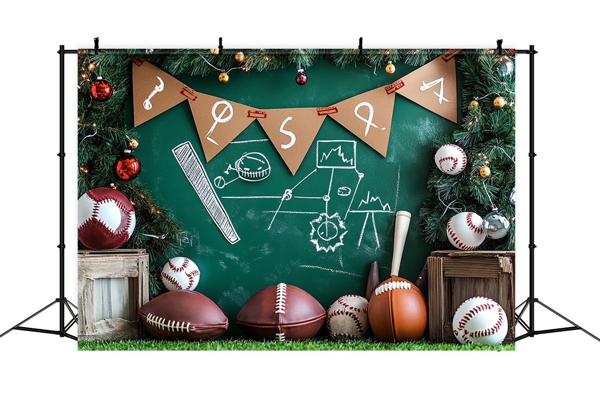 Sports Photo Backdrop Christmas Sports Blackboard Backdrop CSH4-374