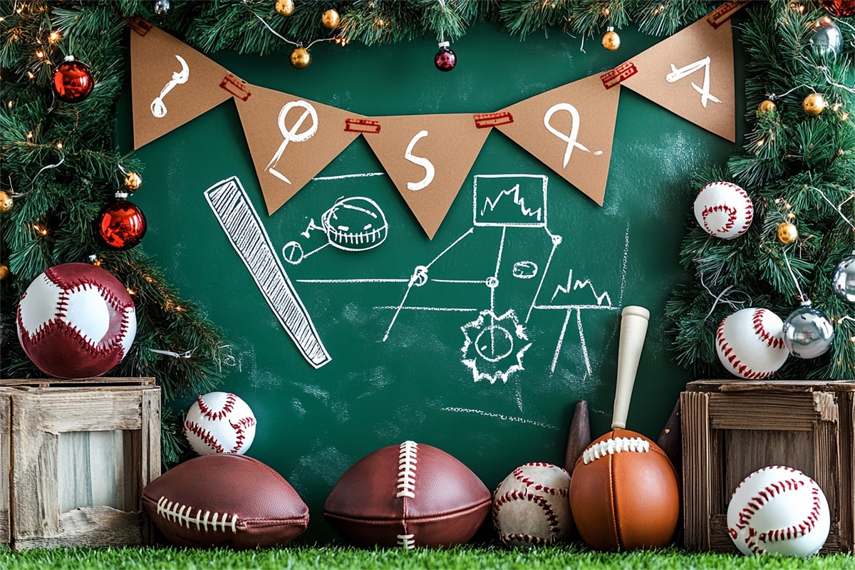 Sports Photo Backdrop Christmas Sports Blackboard Backdrop CSH4-374