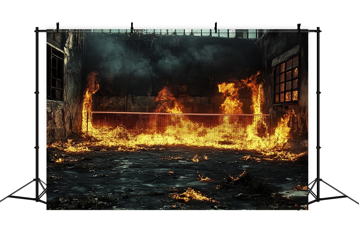 Sports Photography Backdrops Burning Tennis Court Backdrop CSH4-381