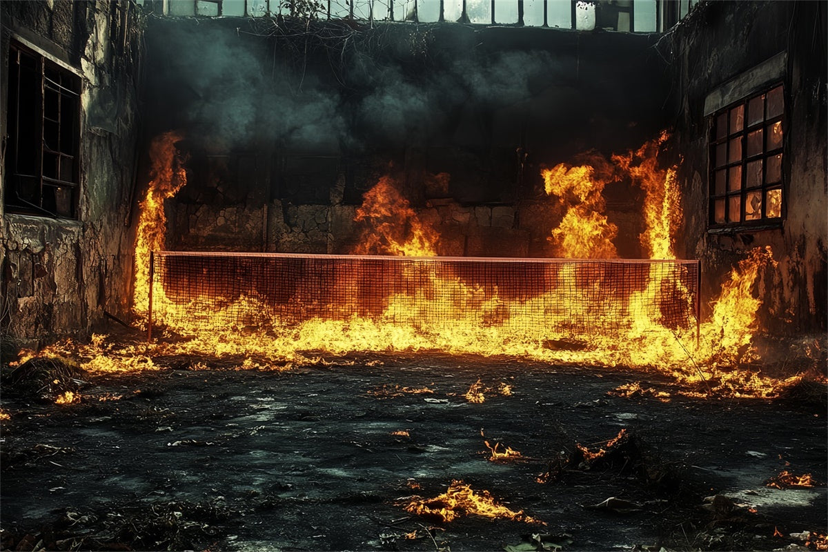 Sports Photography Backdrops Burning Tennis Court Backdrop CSH4-381