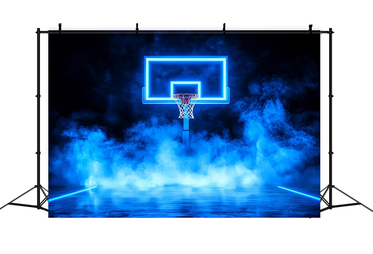 Basketball Court Backdrop Neon Basketball Hoop Backdrop CSH4-382
