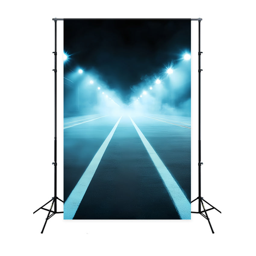 Sports Photography Backdrops Misty Night Race Lane Backdrop CSH4-388