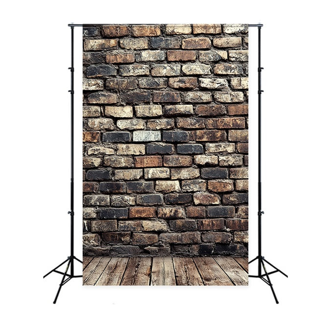Retro Backdrop Rustic Brick Wall Wood Vintage Backdrop CSH4-391