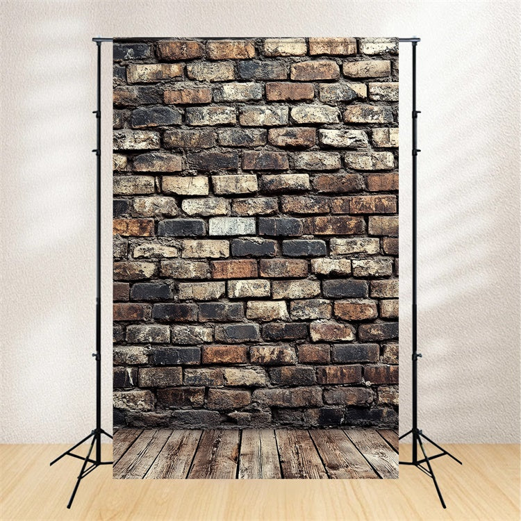 Retro Backdrop Rustic Brick Wall Wood Vintage Backdrop CSH4-391