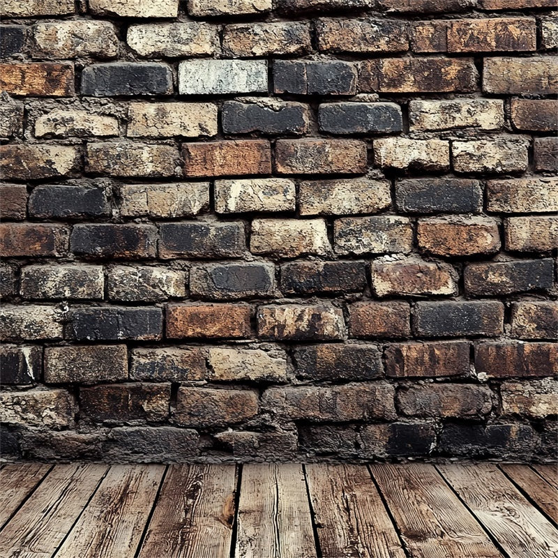 Retro Backdrop Rustic Brick Wall Wood Vintage Backdrop CSH4-391