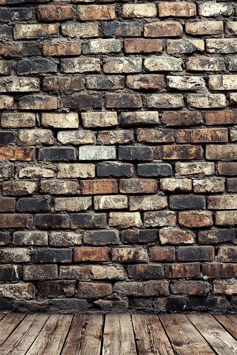 Retro Backdrop Rustic Brick Wall Wood Vintage Backdrop CSH4-391