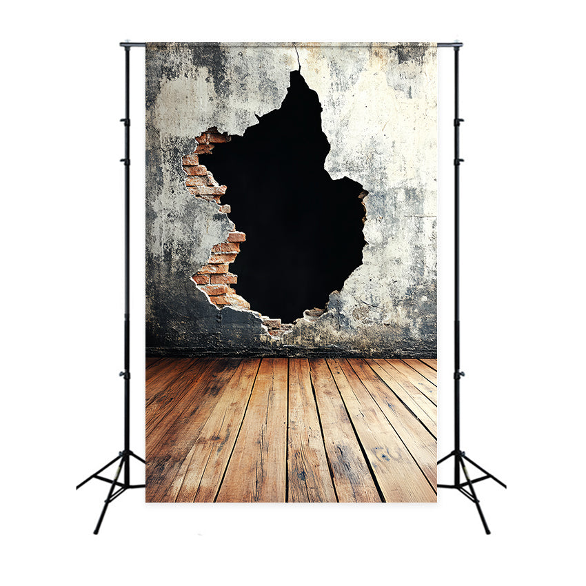 Vintage Photography Backdrops Concrete Wall Brick Hole Backdrop CSH4-395