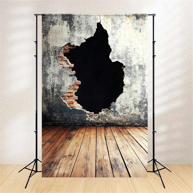 Vintage Photography Backdrops Concrete Wall Brick Hole Backdrop CSH4-395